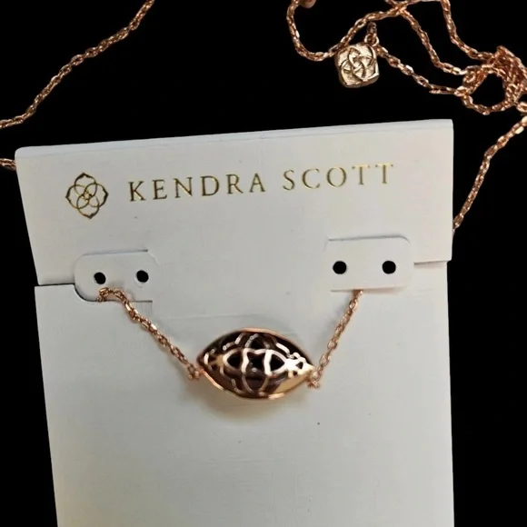 KENDRA SCOTT Football Autumn Fall 14K Rose Gold 19” Football Necklace NEW NWT - Picture 5 of 8